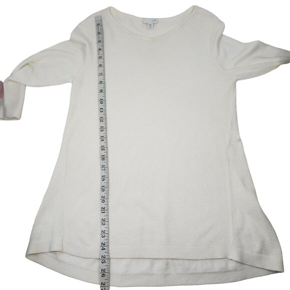 J Jill Sweater Waffle Knit 3/4 Sleeve Cream Women's Cotton Blend XSP V Neck - Picture 8 of 9